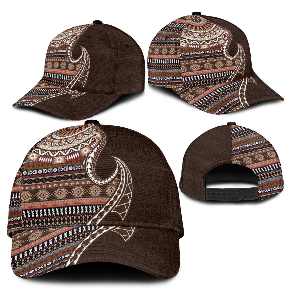 Fijian Masi Tribal Tattoos Art Pattern Classic Cap Brown Color Half Style - Polynesian Pride