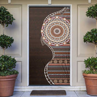 Fijian Masi Tribal Tattoos Art Pattern Door Cover Brown Color Half Style - Polynesian Pride