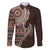 Fijian Masi Tribal Tattoos Art Pattern Family Matching Puletasi and Hawaiian Shirt Brown Color Half Style - Polynesian Pride