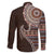 Fijian Masi Tribal Tattoos Art Pattern Family Matching Puletasi and Hawaiian Shirt Brown Color Half Style - Polynesian Pride