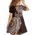 Fijian Masi Tribal Tattoos Art Pattern Family Matching Summer Maxi Dress and Hawaiian Shirt Brown Color Half Style - Polynesian Pride