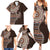 Fijian Masi Tribal Tattoos Art Pattern Family Matching Summer Maxi Dress and Hawaiian Shirt Brown Color Half Style - Polynesian Pride