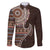 Fijian Masi Tribal Tattoos Art Pattern Family Matching Summer Maxi Dress and Hawaiian Shirt Brown Color Half Style - Polynesian Pride
