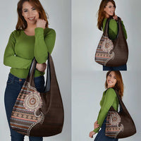 Fijian Masi Tribal Tattoos Art Pattern Grocery Bag Brown Color Half Style - Polynesian Pride