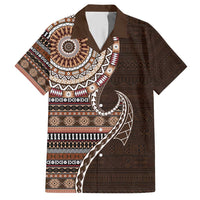 Fijian Masi Tribal Tattoos Art Pattern Hawaiian Shirt Brown Color Half Style - Polynesian Pride