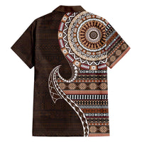 Fijian Masi Tribal Tattoos Art Pattern Hawaiian Shirt Brown Color Half Style - Polynesian Pride