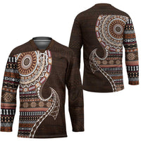 Fijian Masi Tribal Tattoos Art Pattern Hockey Jersey Brown Color Half Style - Polynesian Pride