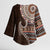 Fijian Masi Tribal Tattoos Art Pattern Kimono Sleeve Blouse Brown Color Half Style - Polynesian Pride