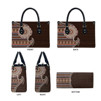 Fijian Masi Tribal Tattoos Art Pattern Leather Bag Brown Color Half Style - Polynesian Pride