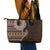 Fijian Masi Tribal Tattoos Art Pattern Leather Tote Bag Brown Color Half Style - Polynesian Pride