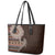Fijian Masi Tribal Tattoos Art Pattern Leather Tote Bag Brown Color Half Style - Polynesian Pride