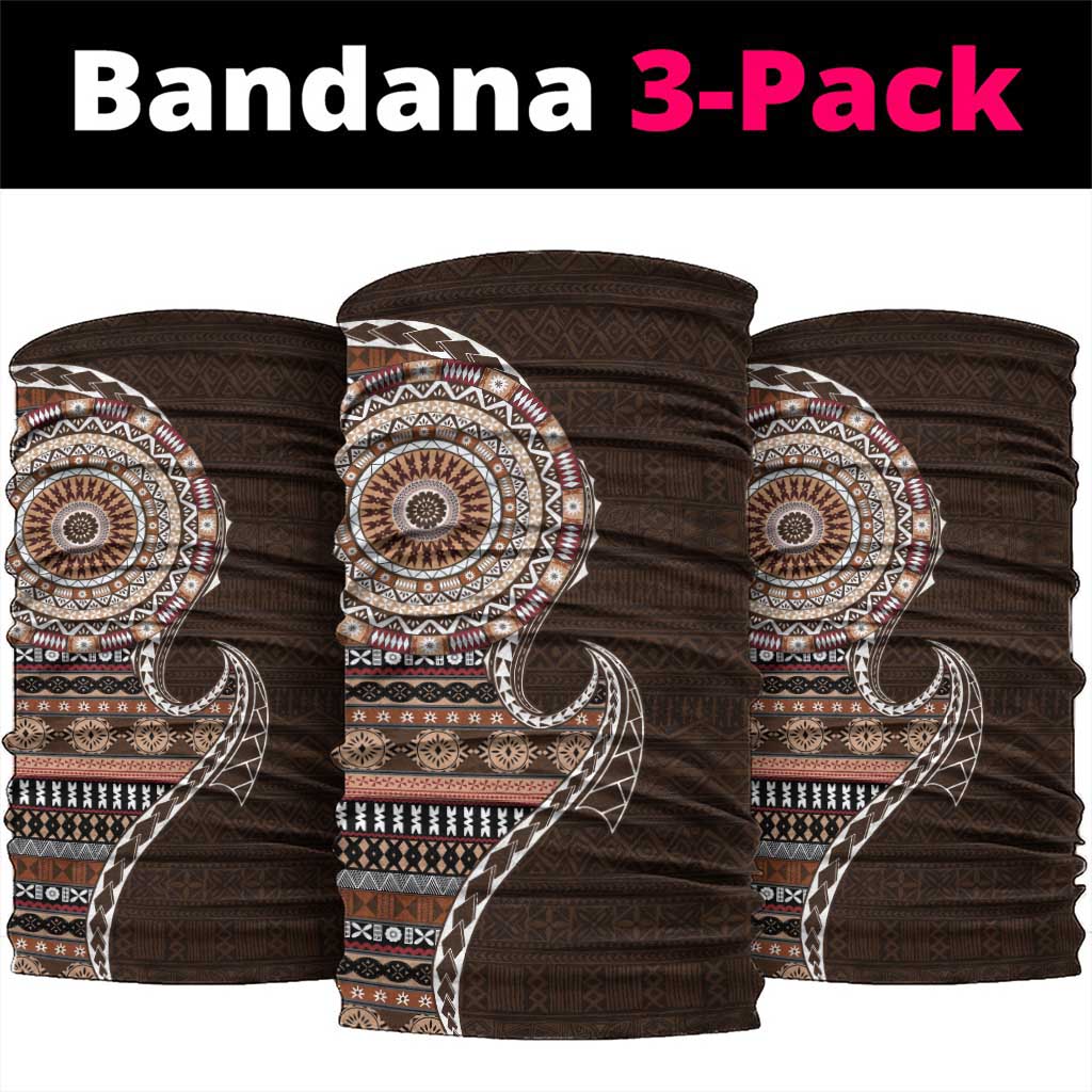 Fijian Masi Tribal Tattoos Art Pattern Neck Gaiter Brown Color Half Style LT03