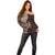 Fijian Masi Tribal Tattoos Art Pattern Off Shoulder Sweater Brown Color Half Style - Polynesian Pride