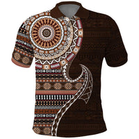Fijian Masi Tribal Tattoos Art Pattern Polo Shirt Brown Color Half Style - Polynesian Pride
