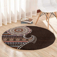Fijian Masi Tribal Tattoos Art Pattern Round Carpet Brown Color Half Style - Polynesian Pride