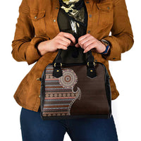 Fijian Masi Tribal Tattoos Art Pattern Shoulder Handbag Brown Color Half Style - Polynesian Pride