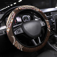 Fijian Masi Tribal Tattoos Art Pattern Steering Wheel Cover Brown Color Half Style LT03 Universal Fit Brown - Polynesian Pride
