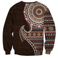 Fijian Masi Tribal Tattoos Art Pattern Sweatshirt Brown Color Half Style LT03 - Polynesian Pride
