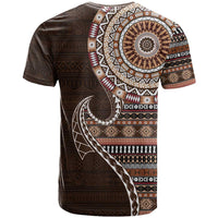Fijian Masi Tribal Tattoos Art Pattern T Shirt Brown Color Half Style - Polynesian Pride