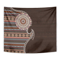 Fijian Masi Tribal Tattoos Art Pattern Tapestry Brown Color Half Style - Polynesian Pride