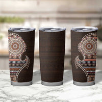 Fijian Masi Tribal Tattoos Art Pattern Tumbler Cup Brown Color Half Style - Polynesian Pride