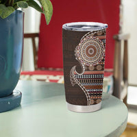 Fijian Masi Tribal Tattoos Art Pattern Tumbler Cup Brown Color Half Style - Polynesian Pride