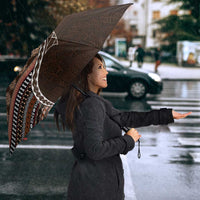 Fijian Masi Tribal Tattoos Art Pattern Umbrella Brown Color Half Style - Polynesian Pride