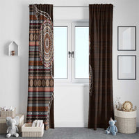 Fijian Masi Tribal Tattoos Art Pattern Window Curtain Brown Color Half Style - Polynesian Pride