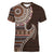 Fijian Masi Tribal Tattoos Art Pattern Women V-Neck T-Shirt Brown Color Half Style - Polynesian Pride