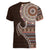 Fijian Masi Tribal Tattoos Art Pattern Women V-Neck T-Shirt Brown Color Half Style - Polynesian Pride