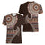 Fijian Masi Tribal Tattoos Art Pattern Women V-Neck T-Shirt Brown Color Half Style - Polynesian Pride