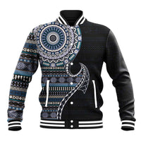Fijian Masi Tribal Tattoos Art Pattern Baseball Jacket Navy Color Half Style LT03 Unisex Navy - Polynesian Pride