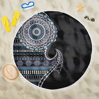 Fijian Masi Tribal Tattoos Art Pattern Beach Blanket Navy Color Half Style - Polynesian Pride