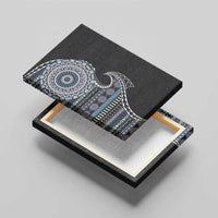 Fijian Masi Tribal Tattoos Art Pattern Canvas Wall Art Navy Color Half Style - Polynesian Pride