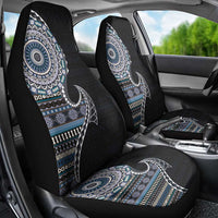 Fijian Masi Tribal Tattoos Art Pattern Car Seat Cover Navy Color Half Style - Polynesian Pride