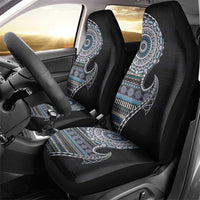 Fijian Masi Tribal Tattoos Art Pattern Car Seat Cover Navy Color Half Style - Polynesian Pride