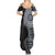 Fijian Masi Tribal Tattoos Art Pattern Family Matching Summer Maxi Dress and Hawaiian Shirt Navy Color Half Style - Polynesian Pride