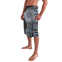Fijian Masi Tribal Tattoos Art Pattern Lavalava Navy Color Half Style - Polynesian Pride