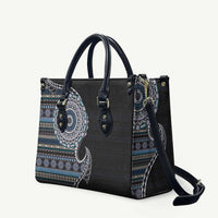 Fijian Masi Tribal Tattoos Art Pattern Leather Bag Navy Color Half Style - Polynesian Pride