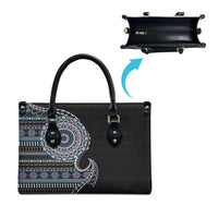 Fijian Masi Tribal Tattoos Art Pattern Leather Bag Navy Color Half Style - Polynesian Pride