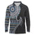 Fijian Masi Tribal Tattoos Art Pattern Long Sleeve Polo Shirt Navy Color Half Style - Polynesian Pride