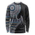 Fijian Masi Tribal Tattoos Art Pattern Long Sleeve Shirt Navy Color Half Style - Polynesian Pride