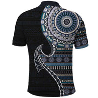 Fijian Masi Tribal Tattoos Art Pattern Polo Shirt Navy Color Half Style - Polynesian Pride