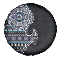 Fijian Masi Tribal Tattoos Art Pattern Spare Tire Cover Navy Color Half Style LT03 - Polynesian Pride