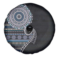 Fijian Masi Tribal Tattoos Art Pattern Spare Tire Cover Navy Color Half Style LT03 - Polynesian Pride