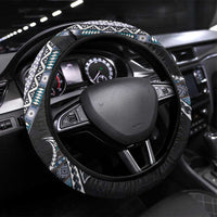 Fijian Masi Tribal Tattoos Art Pattern Steering Wheel Cover Navy Color Half Style LT03 Universal Fit Navy - Polynesian Pride