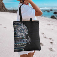Fijian Masi Tribal Tattoos Art Pattern Tote Bag Navy Color Half Style - Polynesian Pride