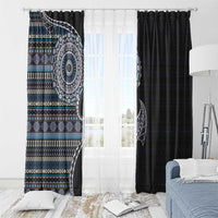 Fijian Masi Tribal Tattoos Art Pattern Window Curtain Navy Color Half Style - Polynesian Pride