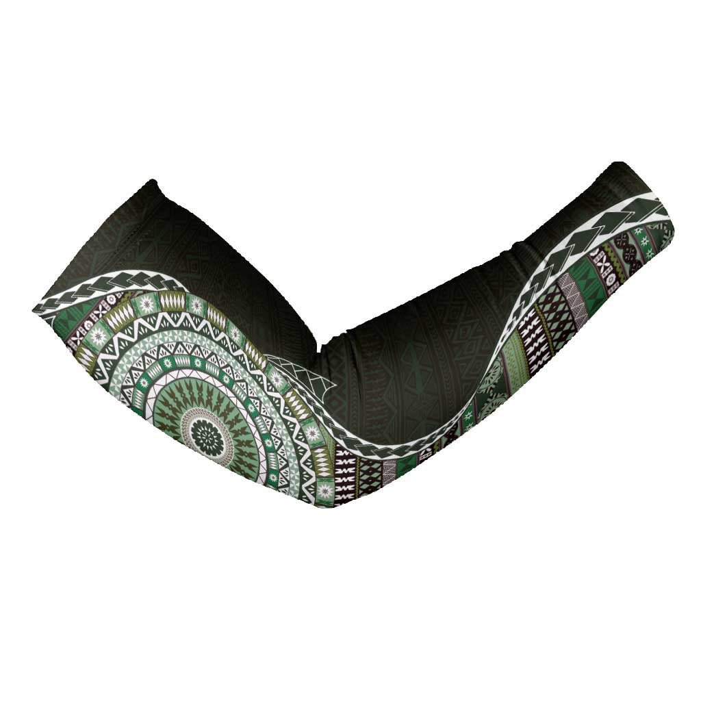 Fijian Masi Tribal Tattoos Art Pattern Arm Sleeves Green Color Half Style - Polynesian Pride