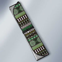 Fijian Masi Tribal Tattoos Art Pattern Auto Sun Shade Green Color Half Style - Polynesian Pride